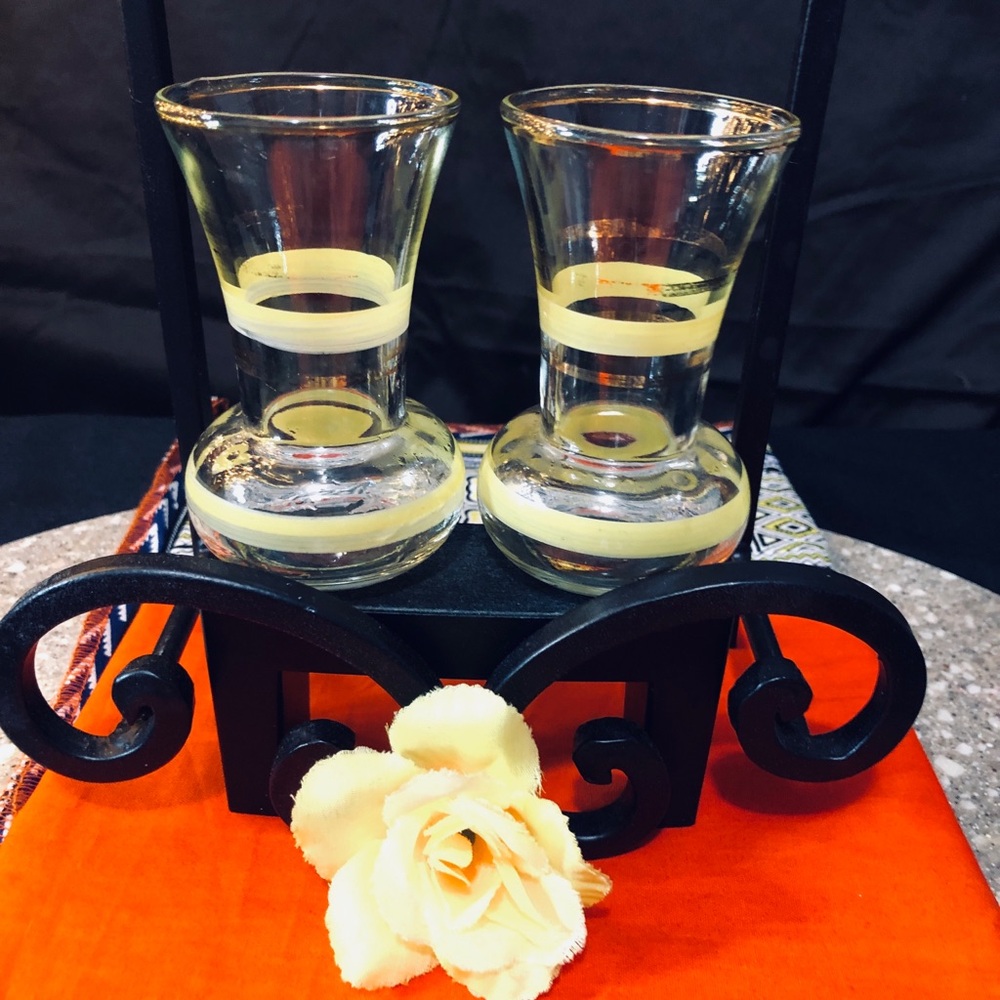 Lot of Two Vintage Art Glass Mini Bud  Vases